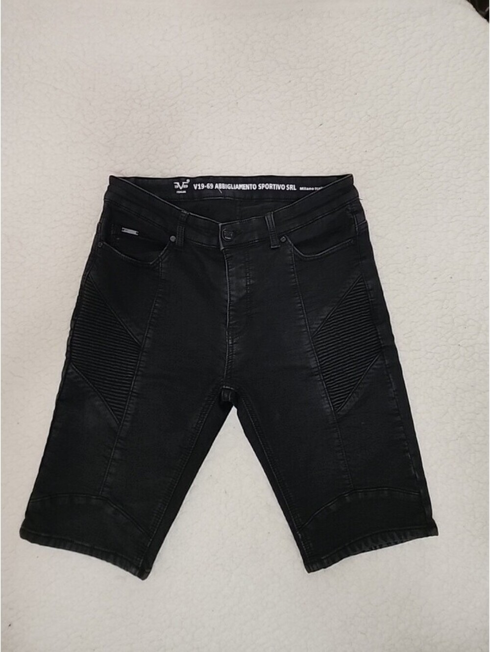 V19-69 Italia  ABBIGLIAMENTO SPORTIVO SRL Milano Black Denim Stretch Shorts W30